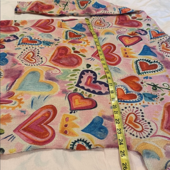 Colorful Heart Pattern Crew Sweater - Picture 5 of 10